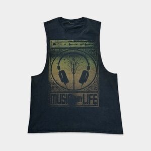 Urban Pipeline Vtg Music Is My Life Headphones Muscle Sleeveless Tshirt Tank Top